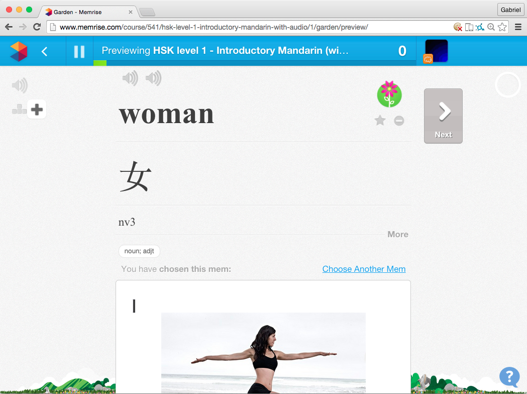A screenshot of the Memrise learning interface.
