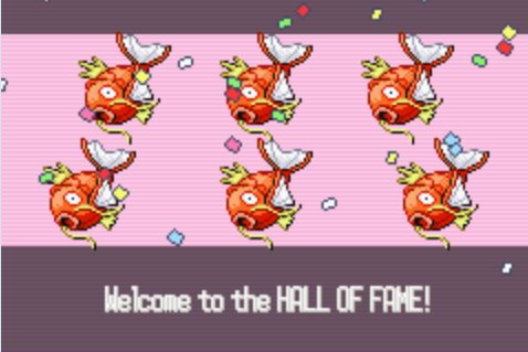 A team of six Magikarps in the Hall of Fame.
