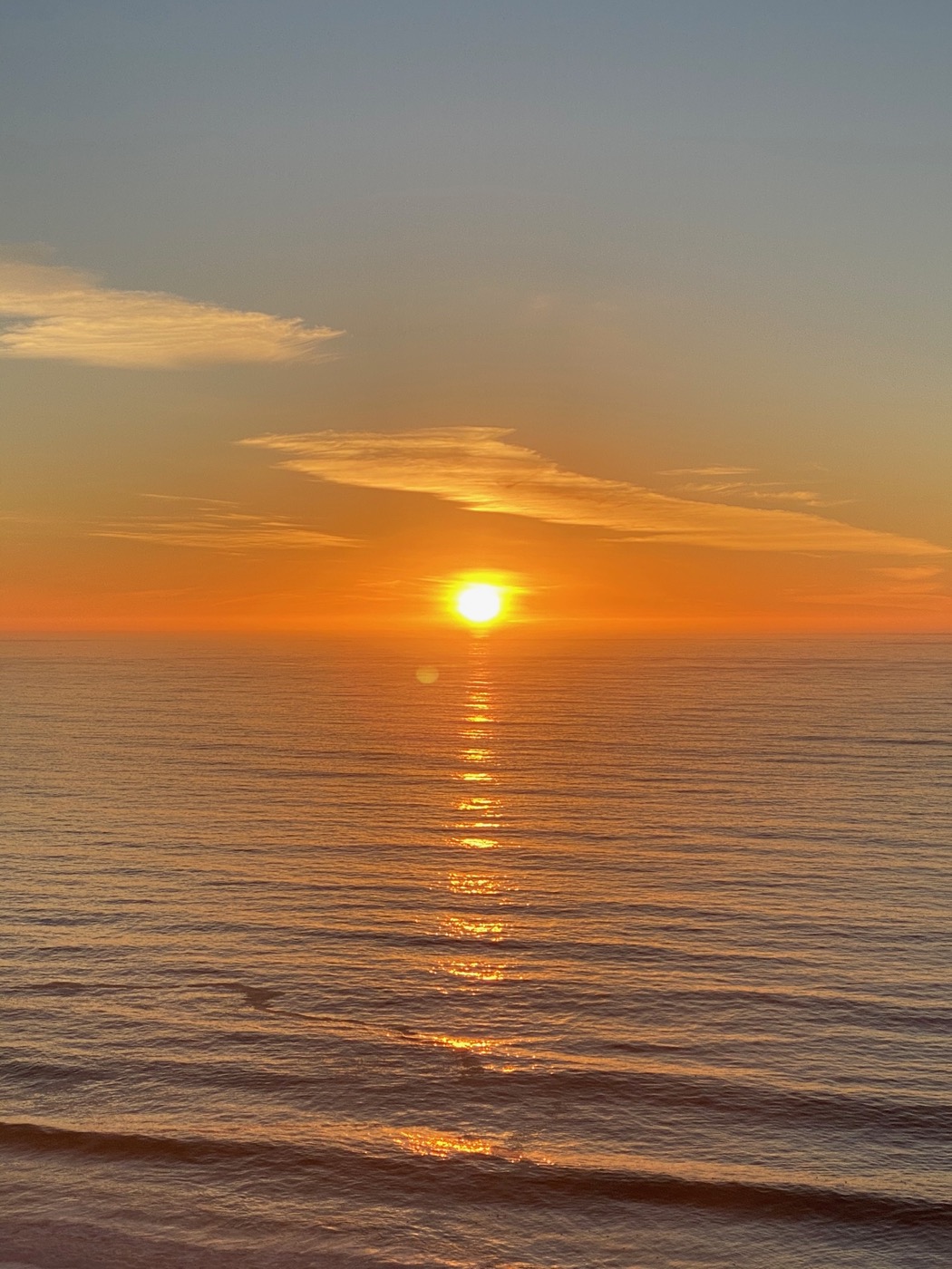 A sunset over the ocean
