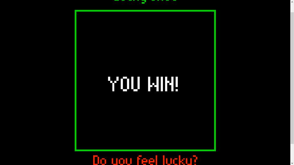 Lucky Shot's win screen.